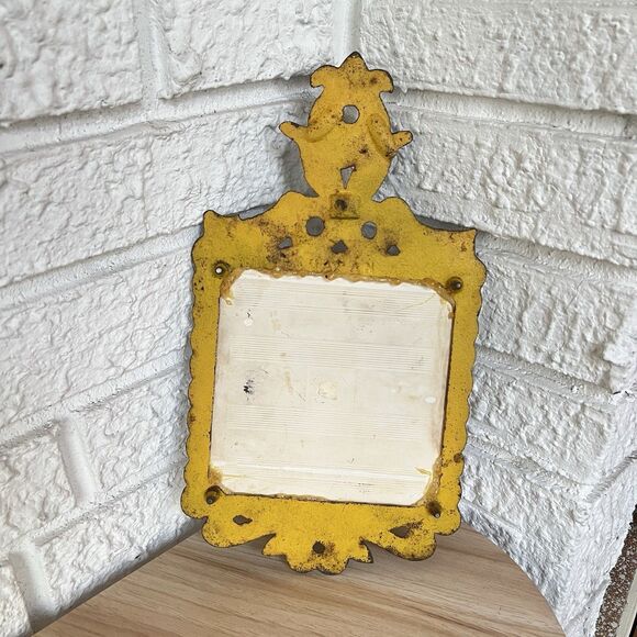 VTG Cast Iron Ceramic Tile Footed Trivet PEACHES in Brandy Rustic MCM Farmhouse - Picture 5 of 13